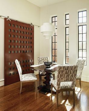 A breakfast nook that's adjacent to the kitchen is where the family takes most meals.