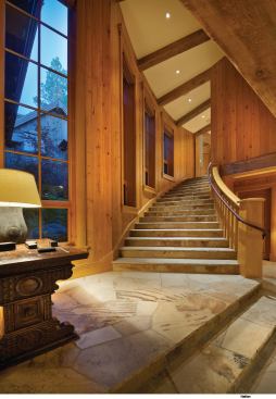 The gracious, dramatic staircase at Stonegate.