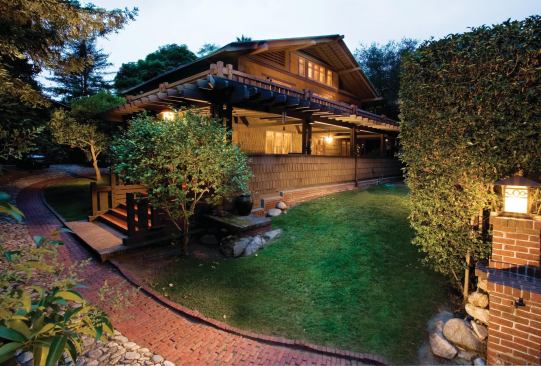 One of 9 historic, Greene & Greene-designed homes renovated by Rideout. This one is in Pasadena, Calif.