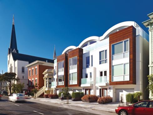 The Nove residences mirror the scale of surrounding buildings.