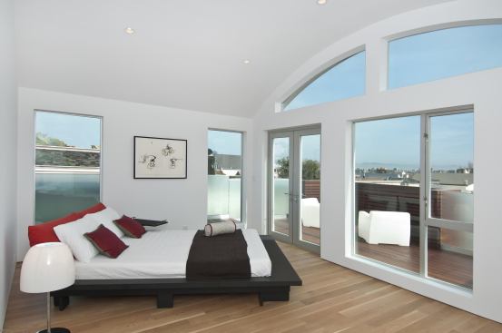 Large windows ensure that rooms are naturally lit. 