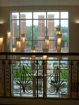 Ornate handrails were salvaged from the auditorium balcony.