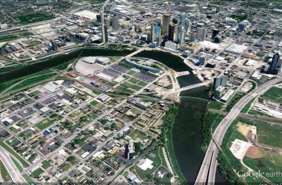 A Google Earth aerial view of East Franklinton.