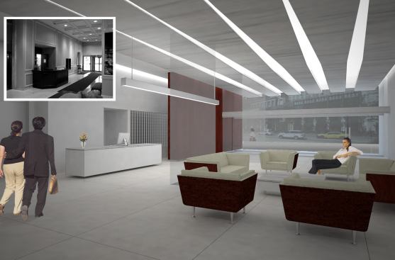 Studio Dwell's design for the lobby of 777 Michigan.