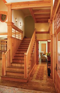 Medium-toned woods and ample windows allow the interiors of the English Angel home to be historically inspired yet not heavy.