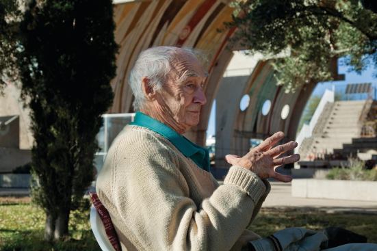 Soleri at Arcosanti, in a garden area dedicated to the memory of his wife, Colly Soleri. Last month, Scottsdale, Ariz., dedicated a bridge and plaza that Soleri designed for the Arizona Canal. The festivities included talks by Will Bruder, AIA, and Alan Hess and an exhibit at the city’s contemporary art museum.