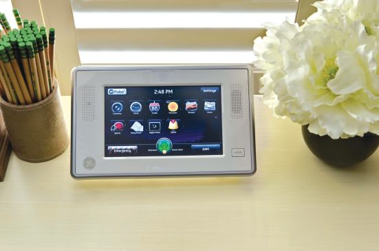 Safe House ADT Security Services' Pulse security and home automation system protects the house. The all-in-one set-up includes wireless touchscreens in the master bedroom and den; modules attached to lamps throughout; security cameras mounted at various locations; a touchscreen computer in the kitchen; and smoke and carbon monoxide detectors. www.adtpulse.com.