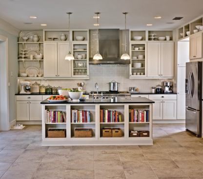 Storage Heaven Cabinets, cubbies, and built-in shelving from Merillat (seen here in Tolani maple with a chiffon finish) keep spaces looking neat and uncluttered.