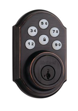 Key Less For the entry doors, the team opted for Kwikset's Ashfield lever but added the company's SmartCode battery-operated keypad lock. The pad allows homeowners to enter a code to open the door, eliminating the need for keys. It has a 1-inch deadbolt, and a break-in-resistant strike plate. www.kwikset.com.
