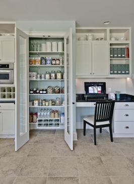 Riding the Rails Schulte systems provide versatile storage throughout the home. In the pantry, the freedom-Rail adjustable system can be moved up, down, left, and right and will accept various components. It has half ventilated and half wood shelving. www.freedomrail.com.