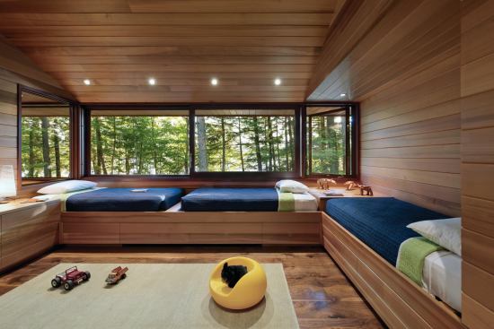 The house can accommodate two families at once, with a bunk room designed so kids can hang out together.  