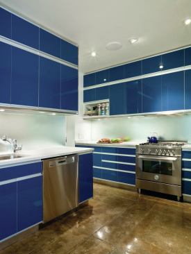 Appealing color like a clear, deep blue helps the favorite room of the house linger in memory. This isn’t fancy Italian custom stuff. It’s off-the-shelf, from Ikea. 


Glass Onion Loft, New York. Architect/Interior Designer: Christopher Rawlins, New York; Builder: Leeway Construction, Pearl River, N.Y.
