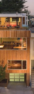 San Francisco-based architect Craig Steely brought light and air to this renovated early 1900s Victorian building with large panes of glass openings. The design team added a third level for the kitchen/living/dining area and a south-facing deck and sod patch. Now the entry staircase from downstairs leads to the second floor, where frosted glass panels separate the small foyer from the office and a 22-foot street-facing window brings precious light to four workstations.   residential architect June 2008  Beaver Street Reprise, San Francisco  Craig Steely, San Francisco