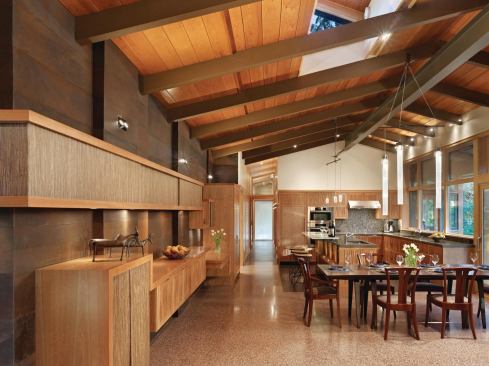 New clerestories bring natural light into the kitchen, and radiant-heated terrazzo floors provide even warmth.