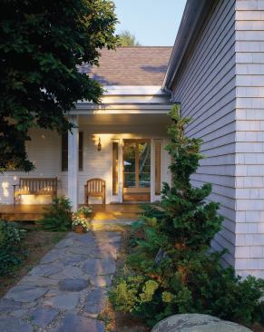 The new side door serves as the house's main entrance.