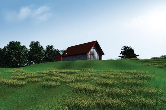 The design influence of local barns shows in this rendering of the project.