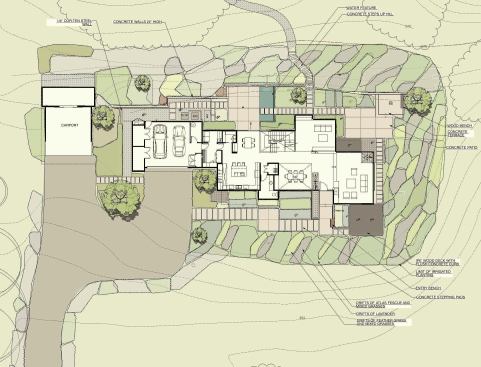 Huettl started with an empty gravel lot, working with the architects to come up with landscaping that met the owners' needs while making sense for the site. Landscape Architect: Huettl Landscape Architecture, Walnut Creek, Calif.; Architect: Swatt|Miers, Emeryville, Calif., Builder: K. Daniel Kenny & Company, San Ramon, Calif.