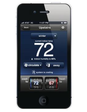 Lennox’s touchscreen icomfort Wi-Fi thermostat can be monitored remotely using a mobile app by the same name. It gauges indoor and outdoor conditions to manage energy usage while letting users customize room temperatures with the company’s iharmony zoning option. The thermostat syncs with a home’s HVAC system to alert users to maintenance issues such as filter replacements. lennox.com
