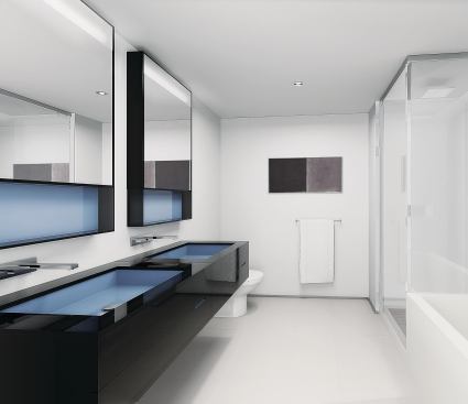 Rendering of a custom-designed bathroom
