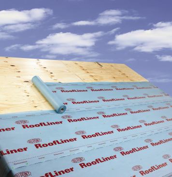 LINER NOTES: RoofLiner is a lightweight, premium synthetic roofing underlayment that helps prevent leaking. Offering a Class A fire rating, it’s made from Elvaloy AC copolymer and can be used with a variety of roofing types including asphalt shingles, clay, concrete, fiber cement, and metal tiles. Each roll measures 48 inches wide.  DuPont Building Innovations. 800-448-9835. www.roofing.dupont.com.