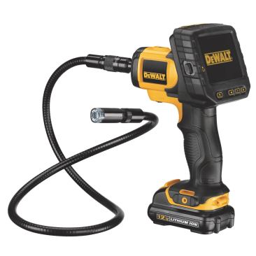 TO THE MAX: The 12 Volt MAX* lithium ion inspection camera kit ( DCT410S1) is ideal for plumbers, remodelers, electricians, and maintenance workers who need increased visibility and video capturing or photos in tight spaces. Part of a new platform, the camera features a removable wireless 3.5-inch screen, hook and magnet attachment for object retrieval, and a 3x zoom capability.  DeWalt. 800-433-9258. www.dewalt.com.