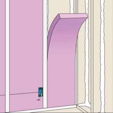 Flat Batts: Carefully install unfaced fiberglass batt rolls flush to the studs and plates to fill the rest of the wall cavity. Be careful not to compress the batts, which can reduce their R-value. Cut and carefully work the insulation around intrusions, such as electrical wires or plumbing runs, to retain its thermal qualities.