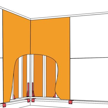 Shear Wall: Shear walls are designed for specific lateral loads (versus prescribed by code) and require an engineer’s stamp of approval. They feature thicker panels and holddowns (at least) at the foundation and are often used for narrow walls, such as on either side of a two-car garage door opening, to comply with the bracing code, and/or in hurricane- or earthquake-prone areas.