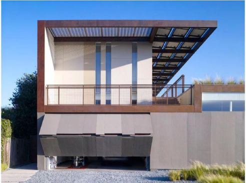 Many aspects of the home are energy wise, including the materials used for construction, such as this concrete garage door. 