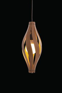 Fashioned of hardwood plywood and measuring 47 inches long, the Cocoon pendant is made up of eight leaves that assemble easily. The unit is offered in oak, maple, walnut, and cherry. MacMaster. 
www.macmasterdesign.com. 