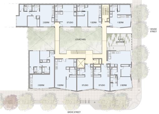 A typical upper floor plan at Wavehouse.