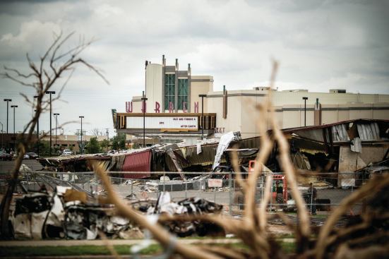Built with precast concrete panels, the Warren Theater in Moore, Okla., acted as a storm shelter and reopened eight days after an EF5 tornado destroyed most of the surrounding area.