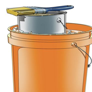 4. Ice it Down Place some ice cubes in the painter’s bucket before inserting the liner and filling with paint. The ice-water jacket around the liner will keep the paint can cool while it’s hanging off the ladder in the sun, extending the paint’s working life in the can and allowing crucial extra minutes for the coating to dry at its ideal rate.