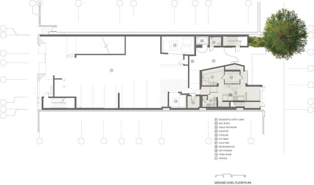The building's first floor plan.

