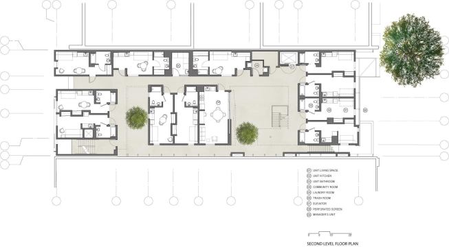 The building's second floor plan.

