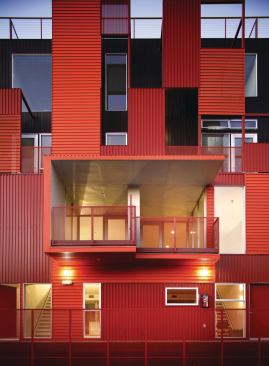 Balconies and perforations animate the project's elevations.

