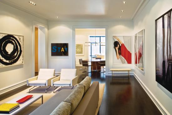 Gurney enlarged the 1876 home's rooms to better suit them to the client's modern art collection. He kept the original woodwork profiles within the existing footprint.

