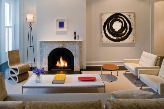 The architects saved a couple of the original fireplaces and had them faithfully restored.

