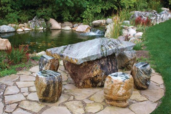 Granite furniture is just one offering from AguaFina Gardens International.