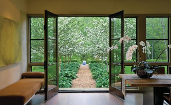 A view out to the grounds at Running Cedar in Virginia.