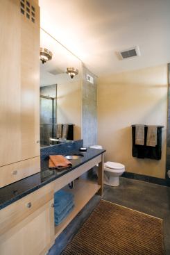 All of the landscape views are off in the distance, so Davis “folded” the floor plan in on itself to generate courtyard and interior views. “It was about directing energy inward and creating a peaceful intimacy within the site,” he says.