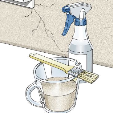 If fine cracks appear, the best fix is not to trowel on more wet stucco; that could create a wide smear that’s as noticeable as much as the cracking (if not more). Instead, wet the crack and brush in a fine powder of the dry color-coat formula, which will react with the moisture and harden.