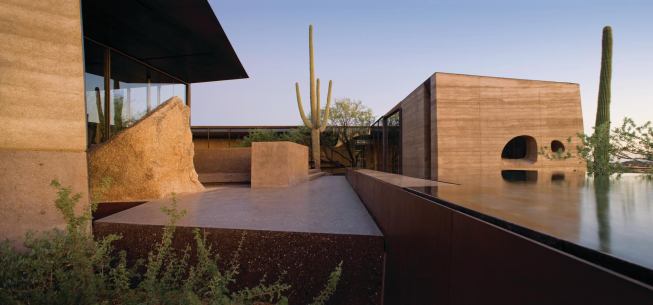Desert Courtyard presents an abstract composition of natural and constructed elements.