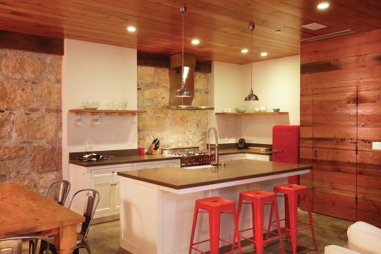 The restored barn serves as a smaller companion dwelling to a bigger house, with an entire first-floor that's just under 600 square feet. 