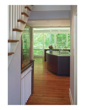 A floor-to-ceiling glass wall offers big views of Washington, DC's Rock Creek Park. 