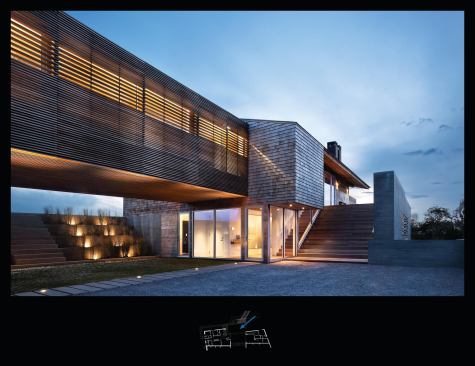 The bridge’s wood slats modulate light and views.