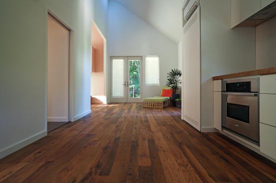The wood floors were recycled from 100-year-old Kentucky barns.