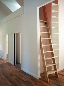 A ladder provides access to the loft.