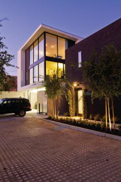 Permeable paving in the parking courtyard assists with stormwater drainage.