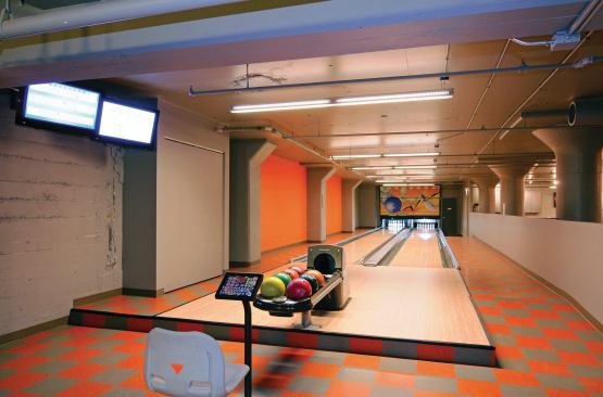 565 Quincy may be the only condominium in town with a bowling alley in the basement.
