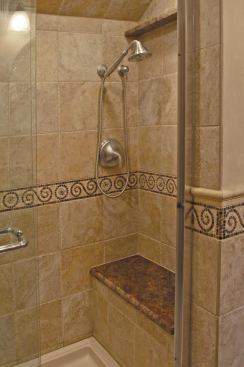 Easy Reach

Bench seats are a signature feature of baths by Mark Daniels Kitchen and Bathroom Remodeling, in Manassas, Va. Placing the seat so the fi xtures are close at hand “just makes sense,” owner Mark Daniels says.